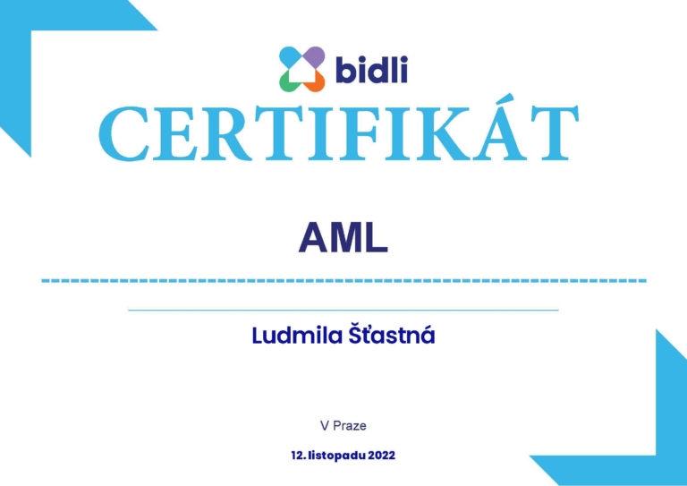 Certifikát - AML test
